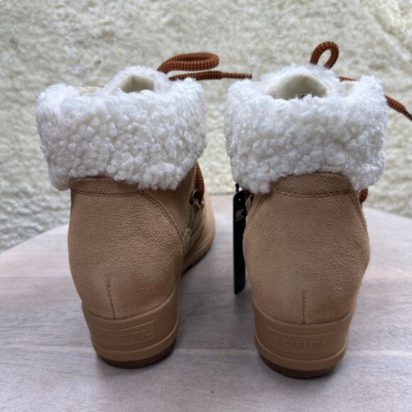 Sorel Evie Womens Size 9.5 Cozy Lace Up Boots Suede Taupe Winter Waterproof Boot - Picture 10 of 11